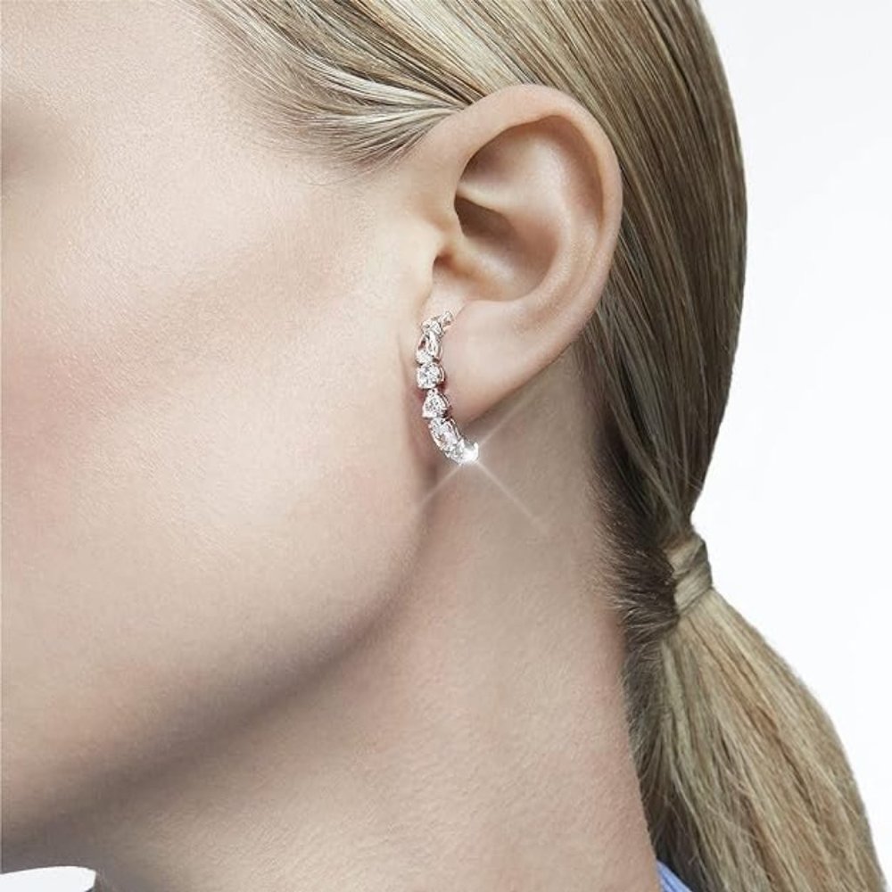 NWT Sparkling Bling Swarovski Crystal Rhinestone Hoop Pierced Earrings +… - Picture 5 of 6
